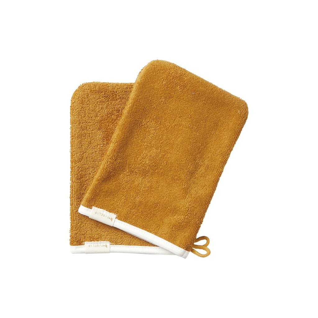 Fabelab Bath Mitts - 2 pack Bathrobes & Towels Ochre