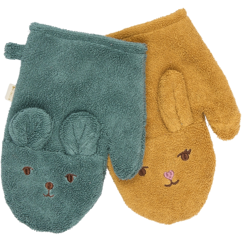 Fabelab Bath Mitts - 2 pack - Bear and Bunny Bathrobes & Towels Wood Thrush