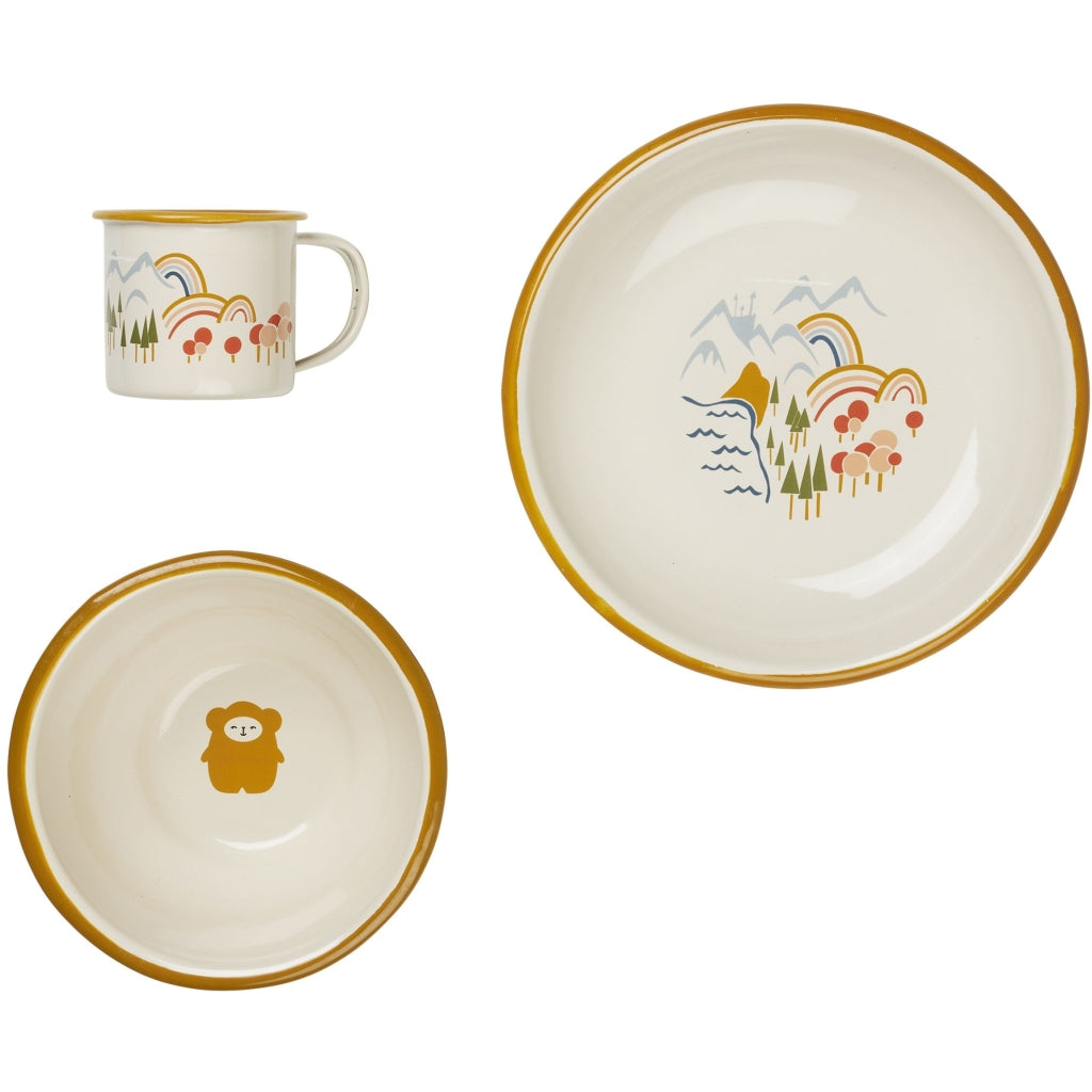 Fabelab Enamel Kids Meal Set - Land of Fabelab - 3 pcs Tableware Multi Print