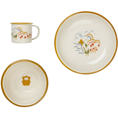Fabelab Enamel Kids Meal Set - Land of Fabelab - 3 pcs Tableware Multi Print