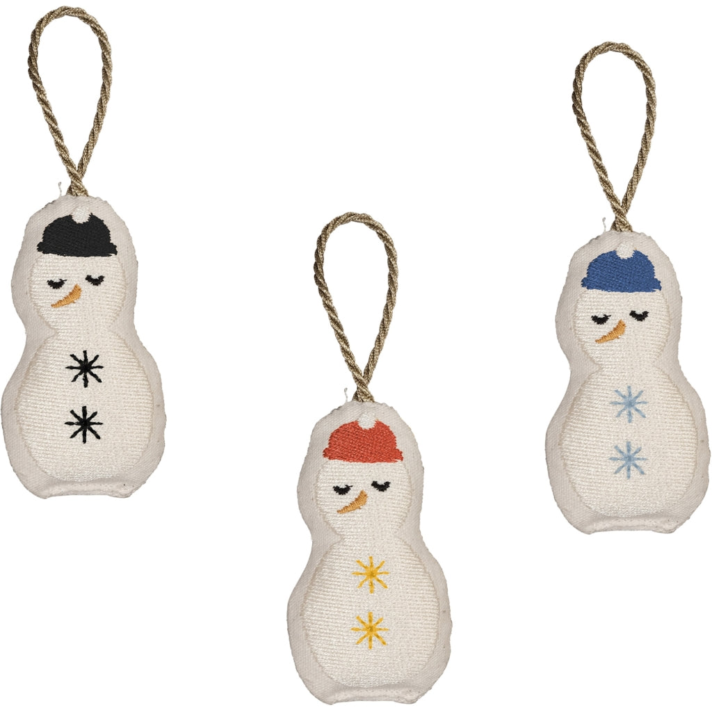 Fabelab Ornaments Embroidered - Snowman 3 pack Decoration Multi Colours
