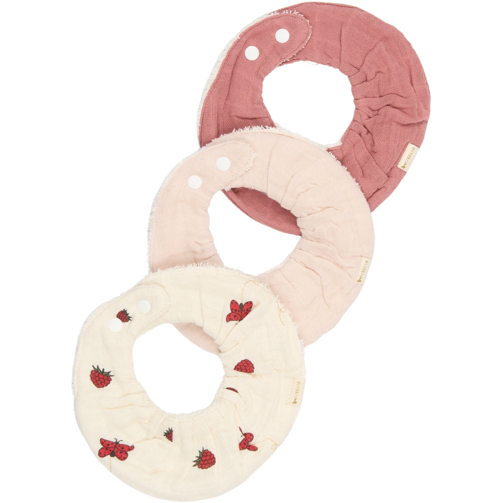 Fabelab Ruffle Bib 3-pack - Into The Garden Bibs Ash Rose