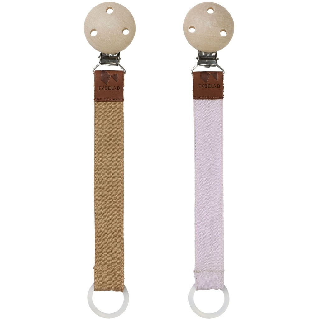 Fabelab Pacifier Strap - Lilac - Caramel - 2 pack Cuddles & Comforters & Teethers Lilac